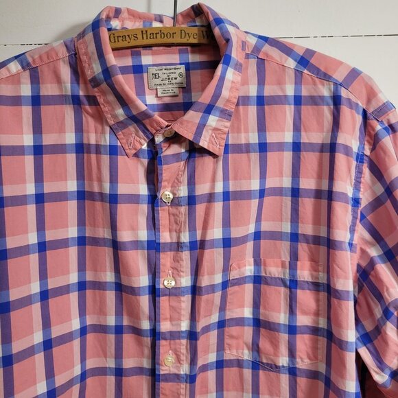 J.Crew Factory Shirt Men's sz XL Lightweight Salmon/Blue 100% Cotton Button Down - Picture 3 of 8